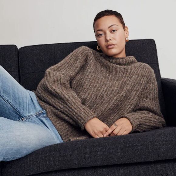 Madewell Loretto Mockneck Pullover Sweater In Brown Size XS - Picture 2 of 13